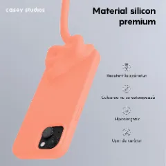 Husa iPhone 15 Plus Casey Studios Premium Soft Silicone Nectarine