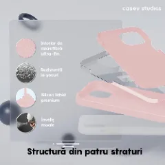 Husa iPhone 15 Plus Casey Studios Premium Soft Silicone Pink Sand