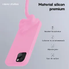 Husa iPhone 15 Plus Casey Studios Premium Soft Silicone Roz