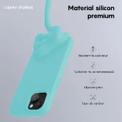 Husa iPhone 15 Plus Casey Studios Premium Soft Silicone Turcoaz