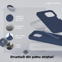Husa iPhone 15 Plus Casey Studios Premium Soft Silicone Midnight Blue