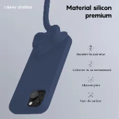 Husa iPhone 15 Plus Casey Studios Premium Soft Silicone Midnight Blue