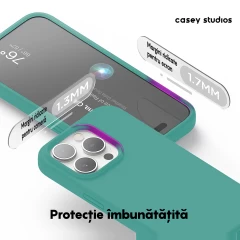 Husa iPhone 15 Pro Casey Studios Premium Soft Silicone Turcoaz