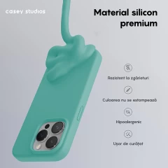 Husa iPhone 15 Pro Casey Studios Premium Soft Silicone Turcoaz