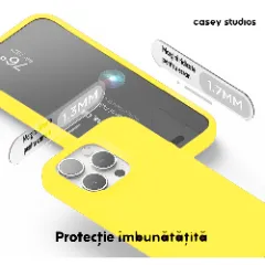 Husa iPhone 15 Pro Casey Studios Premium Soft Silicone Galben