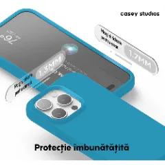 Husa iPhone 15 Pro Casey Studios Premium Soft Silicone Cadet Blue