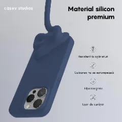 Husa iPhone 15 Pro Casey Studios Premium Soft Silicone Midnight Blue