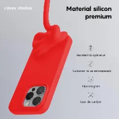 Husa iPhone 15 Pro Casey Studios Premium Soft Silicone Rosu