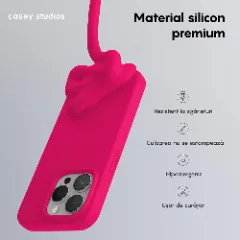 Husa iPhone 15 Pro Casey Studios Premium Soft Silicone Fuchsia