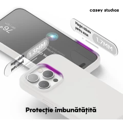 Husa iPhone 15 Pro Casey Studios Premium Soft Silicone Alb