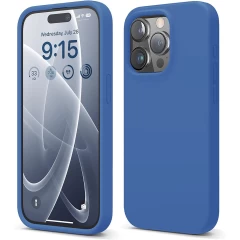 Husa iPhone 15 Pro Casey Studios Premium Soft Silicone Cadet Blue