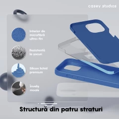 Husa iPhone 15 Pro Casey Studios Premium Soft Silicone Cadet Blue