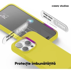 Husa iPhone 15 Pro Casey Studios Premium Soft Silicone Galben