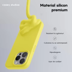 Husa iPhone 15 Pro Casey Studios Premium Soft Silicone Galben