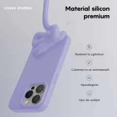 Husa iPhone 15 Pro Casey Studios Premium Soft Silicone Light Lilac