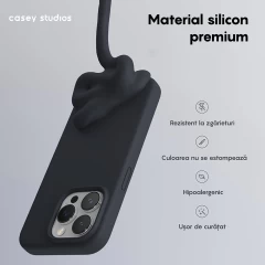 Husa iPhone 15 Pro Casey Studios Premium Soft Silicone Midnight Blue