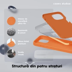Husa iPhone 15 Pro Casey Studios Premium Soft Silicone Nectarine