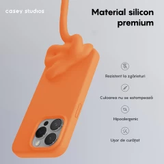 Husa iPhone 15 Pro Casey Studios Premium Soft Silicone Nectarine