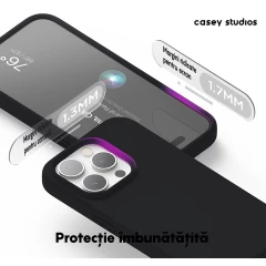 Husa iPhone 15 Pro Casey Studios Premium Soft Silicone Negru