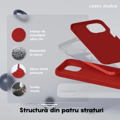 Husa iPhone 15 Pro Casey Studios Premium Soft Silicone Rosu