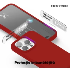 Husa iPhone 15 Pro Casey Studios Premium Soft Silicone Rosu