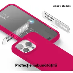 Husa iPhone 15 Pro Casey Studios Premium Soft Silicone Fuchsia