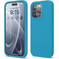 Husa iPhone 15 Pro Casey Studios Premium Soft Silicone Cadet Blue 