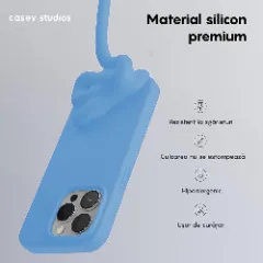 Husa iPhone 15 Pro Casey Studios Premium Soft Silicone Cadet Blue