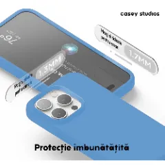 Husa iPhone 15 Pro Casey Studios Premium Soft Silicone Cadet Blue