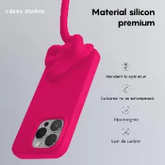 Husa iPhone 15 Pro Max Casey Studios Premium Soft Silicone Fuchsia