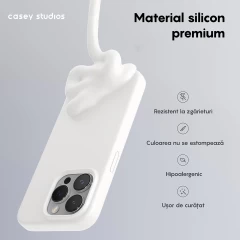 Husa iPhone 15 Pro Max Casey Studios Premium Soft Silicone Alb