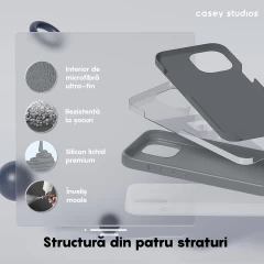 Husa iPhone 15 Pro Max Casey Studios Premium Soft Silicone Dark Grey