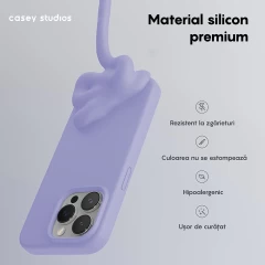 Husa iPhone 15 Pro Max Casey Studios Premium Soft Silicone Light Lilac