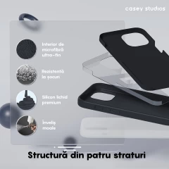 Husa iPhone 15 Pro Max Casey Studios Premium Soft Silicone Midnight Blue