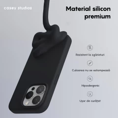 Husa iPhone 15 Pro Max Casey Studios Premium Soft Silicone Negru