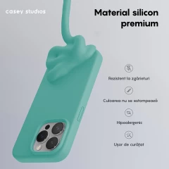 Husa iPhone 15 Pro Max Casey Studios Premium Soft Silicone Turcoaz