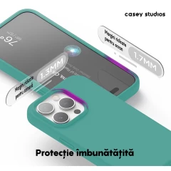 Husa iPhone 15 Pro Max Casey Studios Premium Soft Silicone Turcoaz