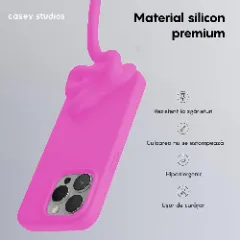 Husa iPhone 15 Pro Max Casey Studios Premium Soft Silicone Fuchsia