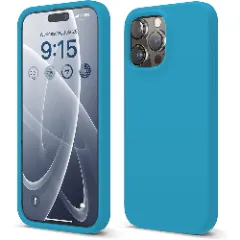 Husa iPhone 15 Pro Max Casey Studios Premium Soft Silicone Cadet Blue