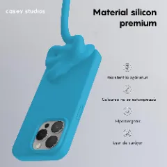 Husa iPhone 15 Pro Max Casey Studios Premium Soft Silicone Cadet Blue