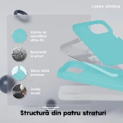 Husa iPhone 15 Pro Max Casey Studios Premium Soft Silicone Turcoaz