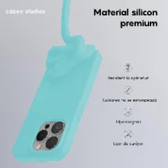 Husa iPhone 15 Pro Max Casey Studios Premium Soft Silicone Turcoaz