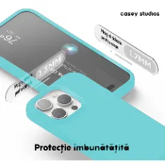 Husa iPhone 15 Pro Max Casey Studios Premium Soft Silicone Turcoaz