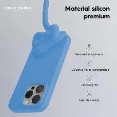 Husa iPhone 15 Pro Max Casey Studios Premium Soft Silicone Cadet Blue