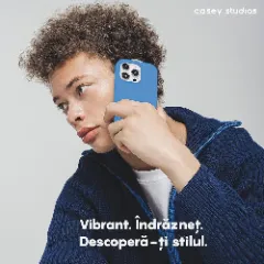 Husa iPhone 15 Pro Max Casey Studios Premium Soft Silicone Cadet Blue