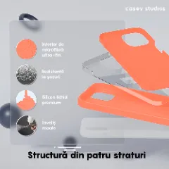Husa iPhone 15 Pro Max Casey Studios Premium Soft Silicone Nectarine