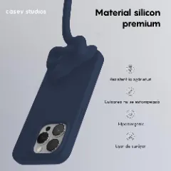 Husa iPhone 15 Pro Max Casey Studios Premium Soft Silicone Midnight Blue