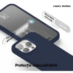 Husa iPhone 15 Pro Max Casey Studios Premium Soft Silicone Midnight Blue