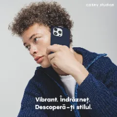 Husa iPhone 15 Pro Max Casey Studios Premium Soft Silicone Midnight Blue