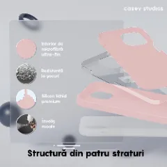Husa iPhone 15 Pro Max Casey Studios Premium Soft Silicone Pink Sand